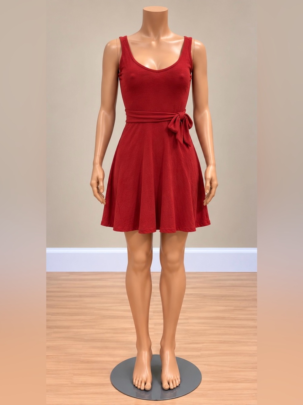 LOFT Red Multiway Tie Waist Skater Mini Dress Pockets Fit Flare XS